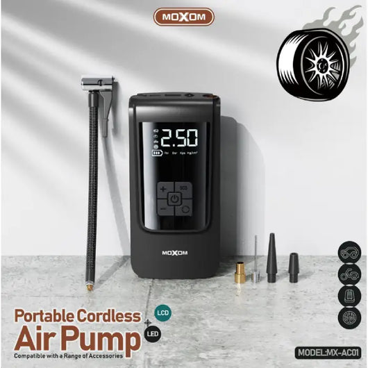 AIR PUMP -MOXOM- PORTABLE CORDLESS-MX-AC01-POWER BANK-4000 MAH - 14 Day Warranty.