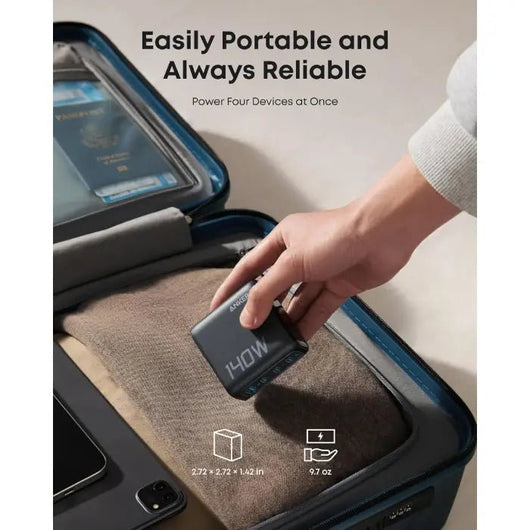 Anker Charger 140W 4-Port PD 3.1 With USB-C Cable - B2697GZ1 - Dark Gray.