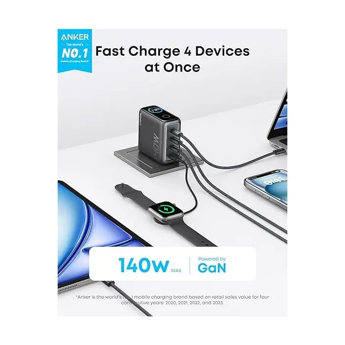 Anker 140W 4-Port Fast Charger | USB-C PD 3.1 | Dark Gray – Smart Shop