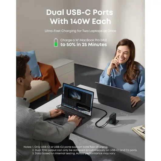 Anker Charger 140W 4-Port PD 3.1 With USB-C Cable - B2697GZ1 - Dark Gray.