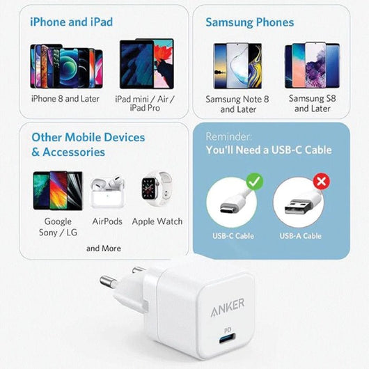 ANKER-POWER PORT-III20W-CUBE-WHITE (A2149L23).