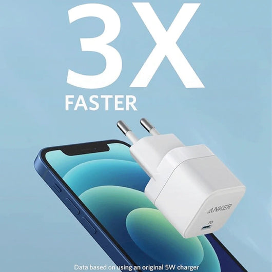Anker PowerPort III Cube 20W Wall Charger PD Type-C Fast Charging A2149L23 - White.