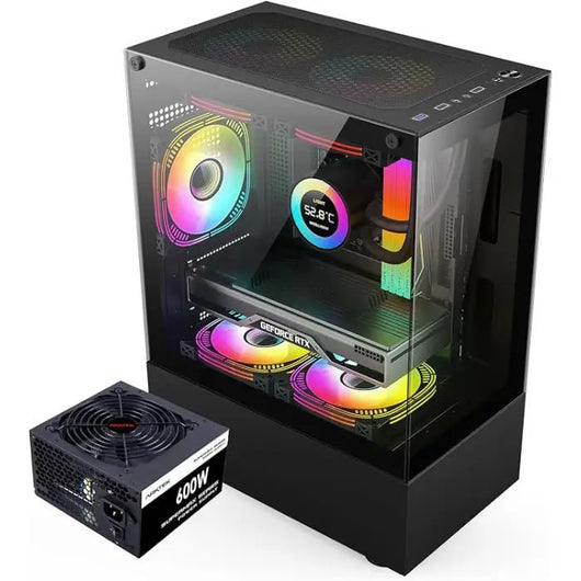 ARKTEK AK-33 Black Case | 3x ARGB Fans | 600W PSU Bundle – Smart Shop
