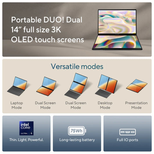ASUS Zenbook DUO UX8406MA-PZ073W Laptop Gray 90NB12U1-M002N0.