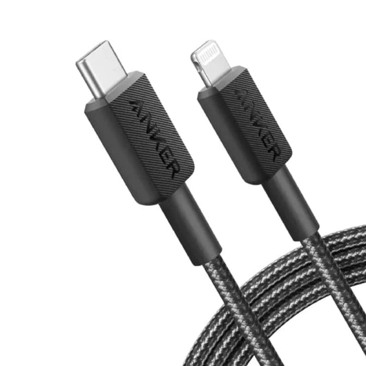 CABLE-ANKER-322-NYLON-USB-C To LIGHTNING-1M-BLACK (3FT BRAIDED) / A81B5H11.