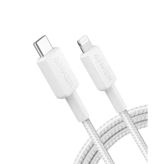 Cable-Anker 322-NYLON- USB-C to Lightning (3ft Braided)-White ( A81B5H21 ).
