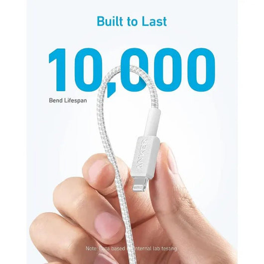 Cable-Anker 322-NYLON- USB-C to Lightning (3ft Braided)-White ( A81B5H21 ).