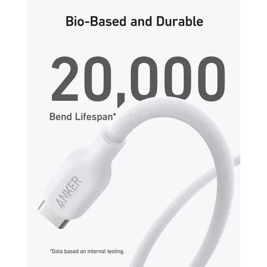 Cable-Anker-542 USB-C to Lightning (Bio-Based 3ft) -White ( A80B1H21 ).