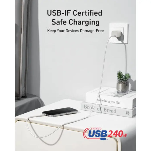 Cable-Anker-USB-C to USB-C (6 ft-240W-Upcycled-)-WHITE (A82E2H22 ).