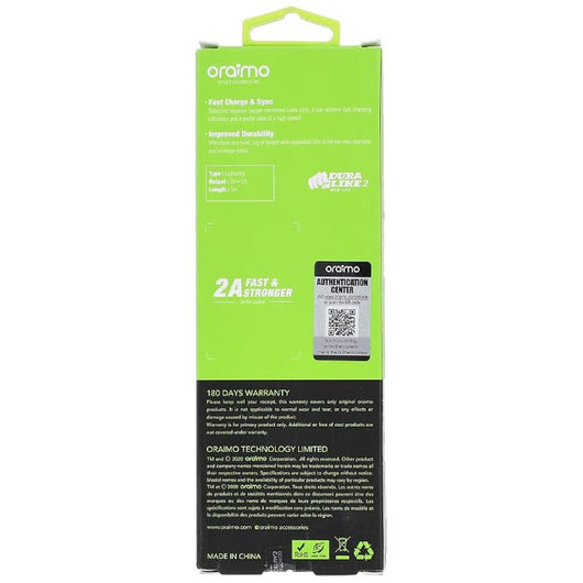 CABLE-ORAIMO-LIGHTNING-OCD-L53-2.4A-1M-Fast Line-WHITE / 4895180756566.