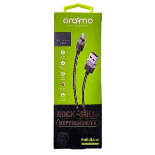 CABLE-ORAIMO-LIGHTNING-OCD-L72-2A-1M-Solid Line-BLACK / 4895180768972.