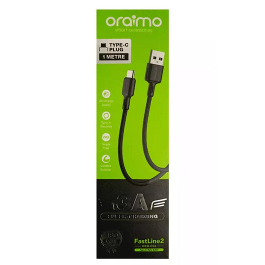 CABLE-ORAIMO-TYPE C-OCD-C54-3A-1M-Fast Line 2-BLACK / 4895180776717.