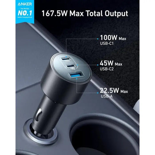 Car Charger-Anker-Nano-167.5W 3 Ports-Black / B2737HA1.