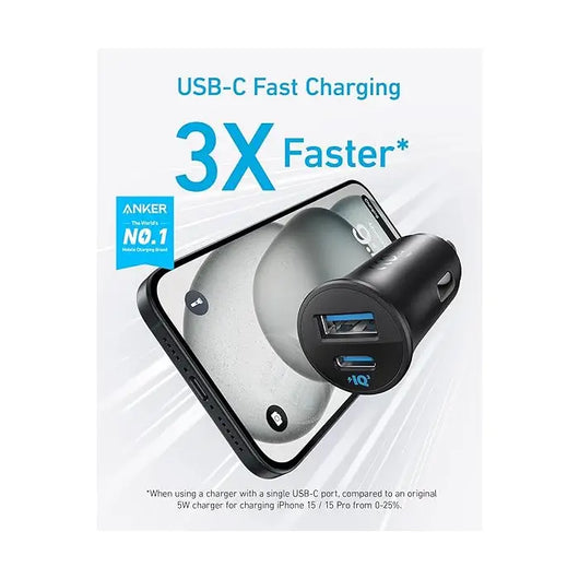 Car Charger-ANKER-USB-C-30W -2 ports-Black / A2741h11.