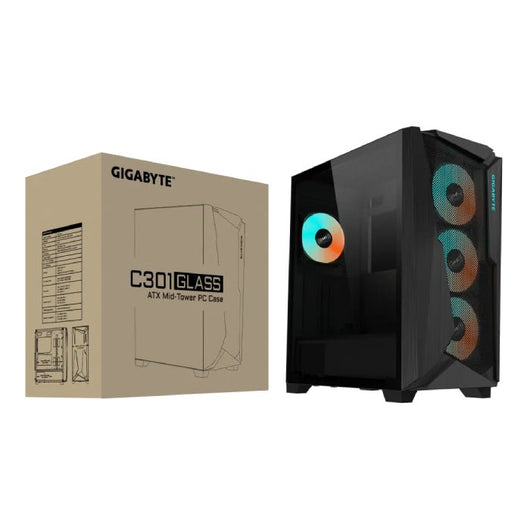 CASE-GIGABYTE-GAMING-C301-GLASS V2-BLACK-MID TOWER-GPU-400MM-TOWER.