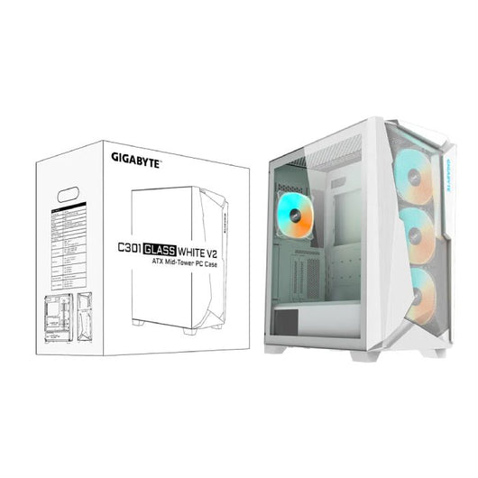 CASE-GIGABYTE-GAMING-GLASS-C301-V2-MID TOWER-ATX-CASE-GPU-400MM-WHITE.