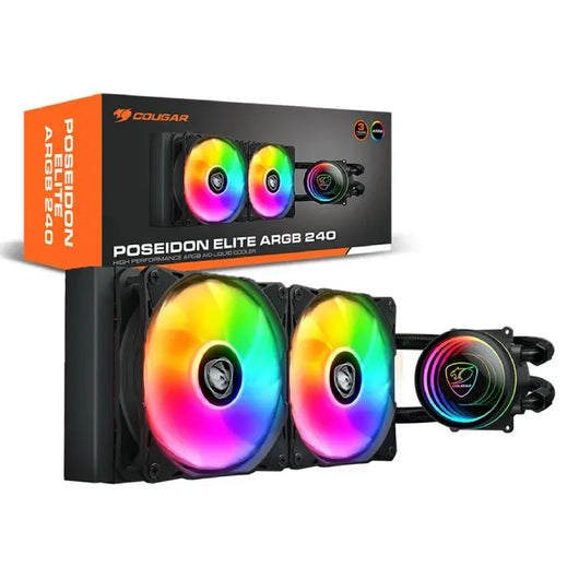 COUGAR Poseidon Elite ARGB 240 AIO Black Liquid Cooler.