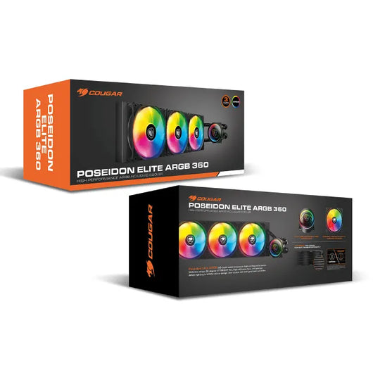 COUGAR Poseidon Elite ARGB 360 AIO Black Liquid Cooler.