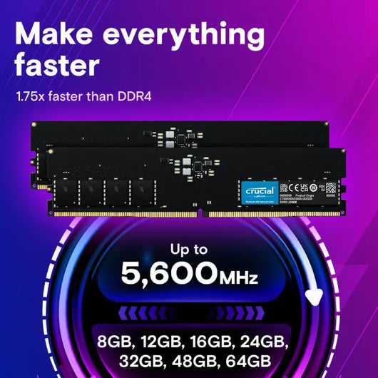 Crucial 16GB PC RAM DDR5 4800 Desktop Memory CT16G48C40U5.