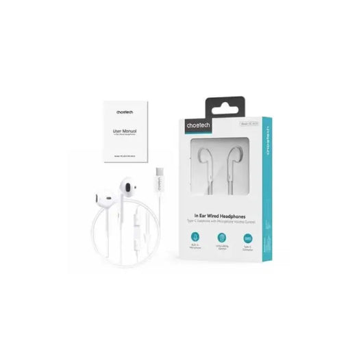 Ear Headphones-Choetech-TYPE C-1.2m -White / 0C-A012-WH.