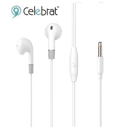 EARPHONE-CELEBRAT-WIRED-G8-WHITE - 14 Day Warranty.