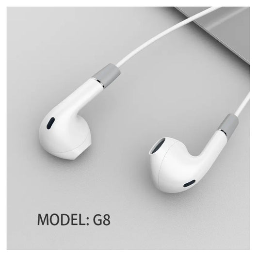 EARPHONE-CELEBRAT-WIRED-G8-WHITE - 14 Day Warranty.