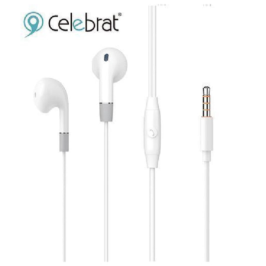 EARPHONE-CELEBRAT-WIRED-G8-WHITE - 14 Day Warranty.