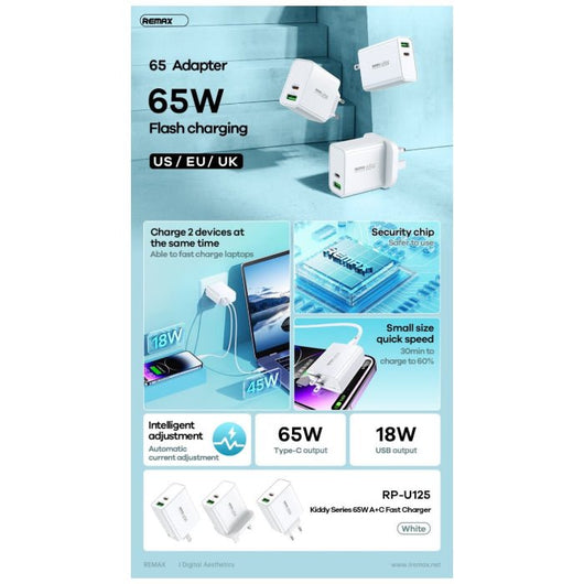 FAST CHARGER-REMAX-RP-U125-65W - 14 Day Warranty.