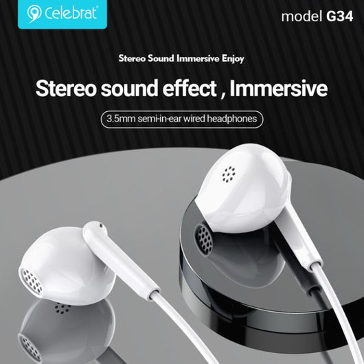 HEADSET-CELEBRAT-G34-WHITE - 14 Day Warranty.