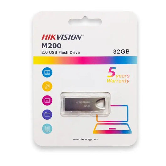 Hikvision M200 32GB USB 2.0 USB Flash Drive - Metal Silver.