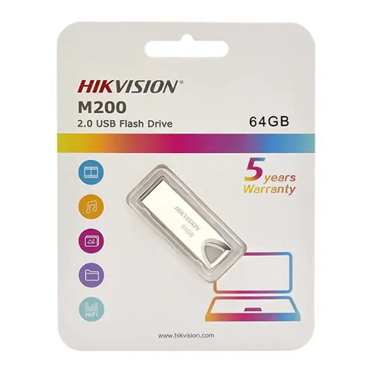 Hikvision M200 64GB USB 2.0 USB Flash Drive - Metal Silver.