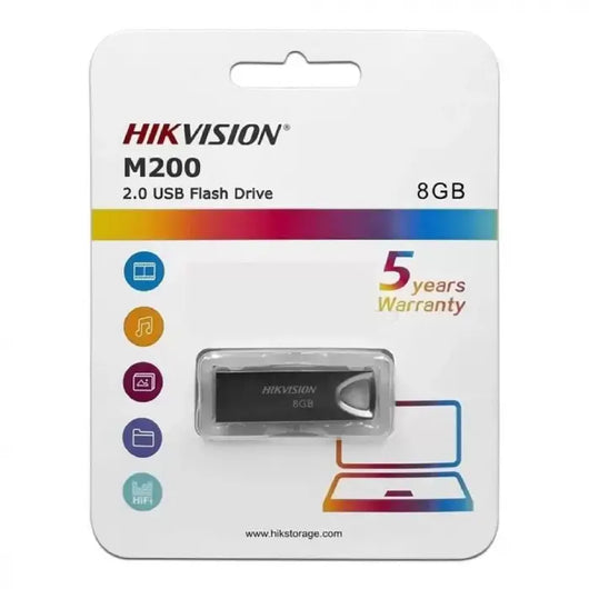 Hikvision M200 8GB USB 2.0 USB Flash Drive - Metal Silver.