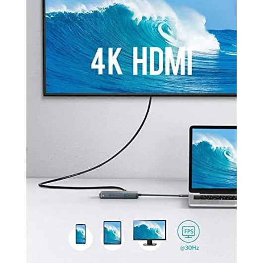 HUB-ANKER-PREMIUM 7-USB-C-1-4K-HDMI-GREY (A8352HA1).