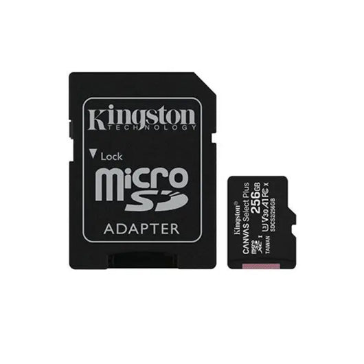 Kingston 256GB micSDXC Select Plus Memory Card + SD Adaptor, SDCS2/256GB - Black.