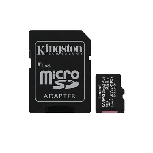 Kingston 256GB micSDXC Select Plus Memory Card + SD Adaptor, SDCS2/256GB - Black.
