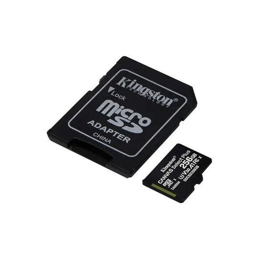 Kingston 256GB micSDXC Select Plus Memory Card + SD Adaptor, SDCS2/256GB - Black.