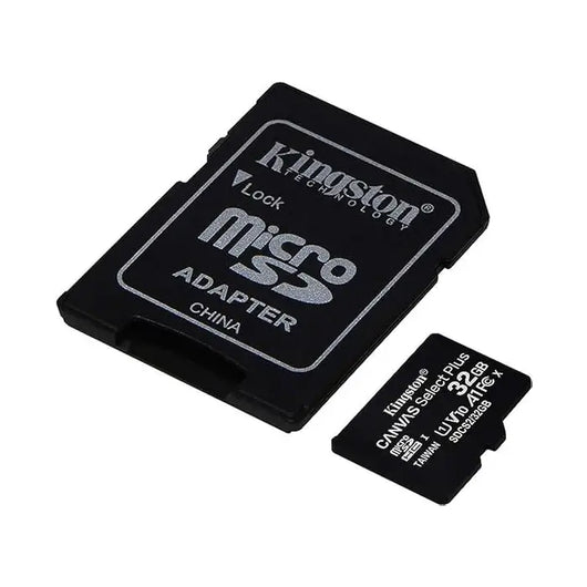 Kingston 32GB micSDXC Select Plus Memory Card + SD Adaptor, SDCS2/32GB - Black.