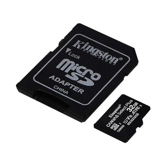 Kingston 32GB micSDXC Select Plus Memory Card + SD Adaptor, SDCS2/32GB - Black.