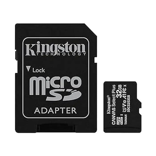 Kingston 32GB micSDXC Select Plus Memory Card + SD Adaptor, SDCS2/32GB - Black.