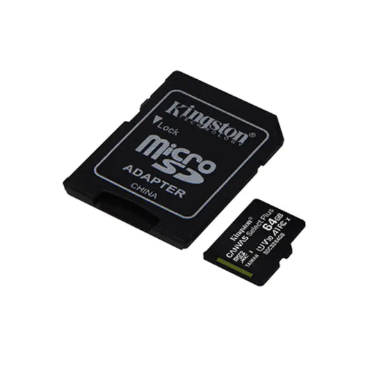 Kingston 64GB micSDXC Select Plus Memory Card + SD Adaptor, SDCS2/64GB black.