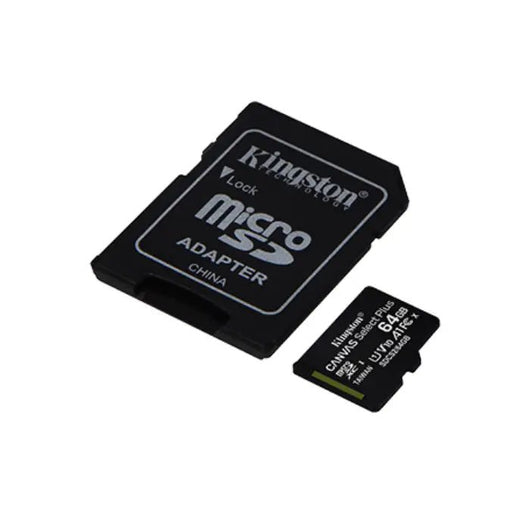 Kingston 64GB micSDXC Select Plus Memory Card + SD Adaptor, SDCS2/64GB black.
