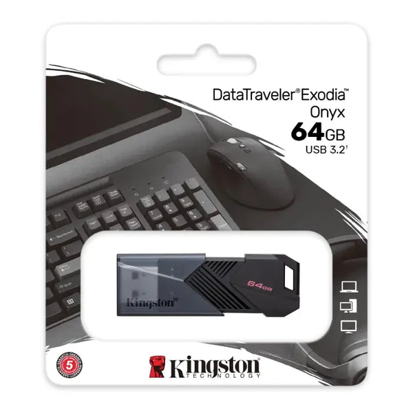 KingSton Data Traveler Exodia Onyx USB Flash Drive, 64GB, Grey and Black - DTXON-64GB.