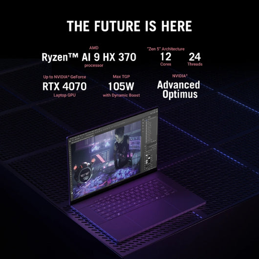 LAPTOP-ASUS-ROG Zephyrus-G16-GA605WI-QR050W-AMD Ryzen™AI 9 HX 370-32G-1T.SSD-NVIDIA GeForce RTX 4070 8G DDR6-16 Inch (2560x1600) WQXGA-Backlit keyboard-WIN11-Eclipse Gray-Sleeve / 90NR0J91-M002K0.