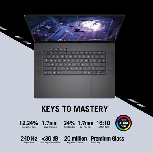 LAPTOP-ASUS-ROG Zephyrus G16-GU605CR-QR232W- Core ULTRA 9-285H-32G-2TB-NVIDIA GeForce RTX5070TI 12G GDDR7 -16-INCH-OLED WQXGA-GL-CG-16 10 (2560 x 1600) 240Hz-Windows 11-ECLIPS GRAY (ROG Bag- Mouse-PD adapter) / 90NR0LZ5-M009S0.
