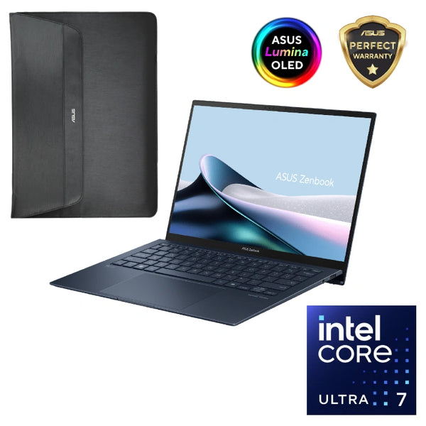 LAPTOP-ASUS-ZenBook S13 OLED-UX5304MA-NQ007WS- Core Ultra 7-155U-16G-1T.SSD-Intel Graphics-13.3 Inch 3K (2880 x 1800) OLED 60Hz -WIN11-PONDER BLUE-Sleeve/AI Co-pilot key (90NB12V3-M00940).