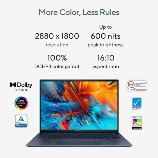 LAPTOP-ASUS-ZenBook S13 OLED-UX5304MA-NQ007WS- Core Ultra 7-155U-16G-1T.SSD-Intel Graphics-13.3 Inch 3K (2880 x 1800) OLED 60Hz -WIN11-PONDER BLUE-Sleeve/AI Co-pilot key (90NB12V3-M00940).