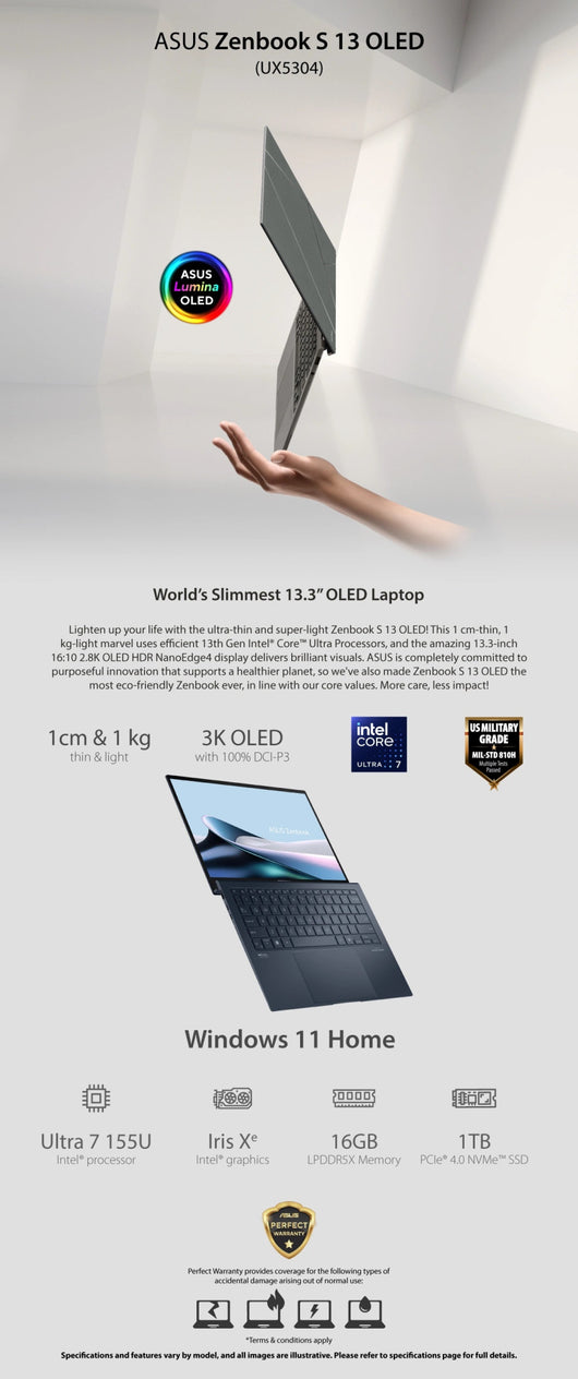 LAPTOP-ASUS-ZENBOOK-S13-OLED-UX5304MA-NQ040W Ponder Blue 90NB12V3-M00970.