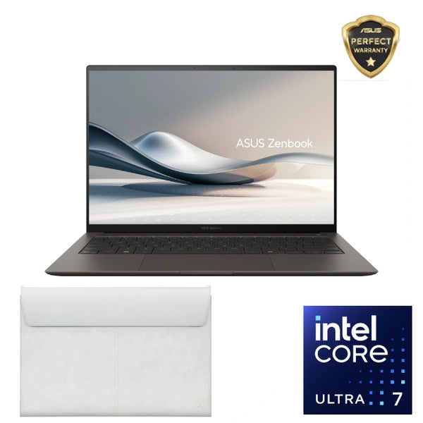 LAPTOP-ASUS-ZenBook-S14-OLED-UX5406SA-PV007W-Intel Core Ultra 7 258V-32G-1T.SSD-14 Inch (2880x1800) OLED 120Hz-WIN11-ZUMAIA GREY / 90NB14F1-M00CL0.