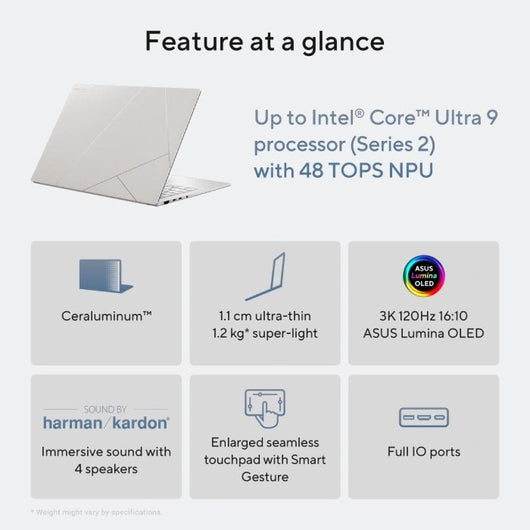 LAPTOP-ASUS-ZenBook-S14-OLED-UX5406SA-PV007W-Intel Core Ultra 7 258V-32G-1T.SSD-14 Inch (2880x1800) OLED 120Hz-WIN11-ZUMAIA GREY / 90NB14F1-M00CL0.