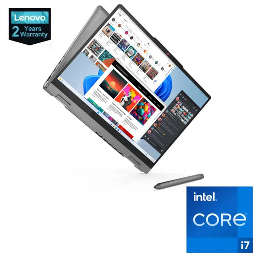LAPTOP-LENOVO-IDEAPAD 5-14IRU9-2 IN 1-CI7-150U-16G-512G.SSD-Intel Graphics-14 WUXGA TS (1920x1200) IPS 300nits Glossy-Lenovo® Digital Pen 2-WIN 11- LUNA GREY-2Yrs / 83DT008YED.